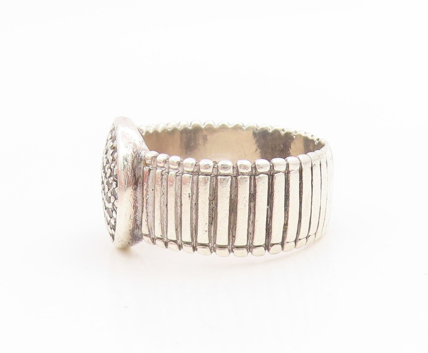 925 Sterling Silver Vintage Ring Classic CZ Cluster Grooved Band  Sz 8  RG34701
