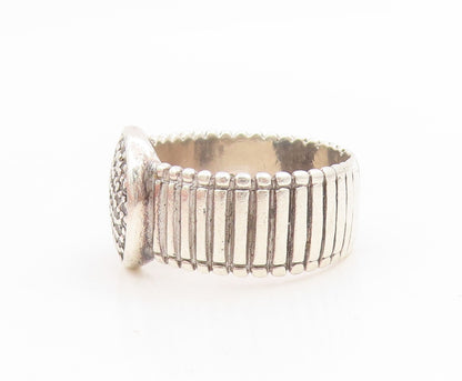 925 Sterling Silver Vintage Ring Classic CZ Cluster Grooved Band  Sz 8  RG34701