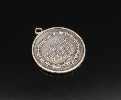 925 Sterling Silver Vintage Religious Jesus Christ Savior Medal Pendant  PT21838