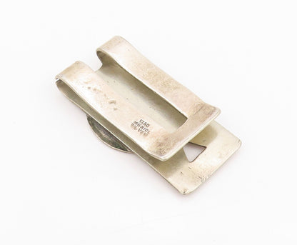 925 Sterling Silver Vintage Money Clip Solid Dark Tone Religious Carved  TR3873