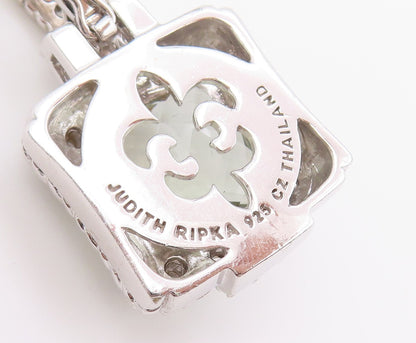 925 Sterling Silver Vintage Pendant JUDITH RIPKA Green Amethyst Charm  PT26422