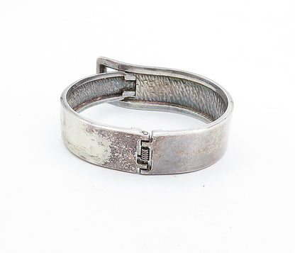 925 Sterling Silver Vintage Dark Tone Belt Buckle Bangle Bracelet BT2573