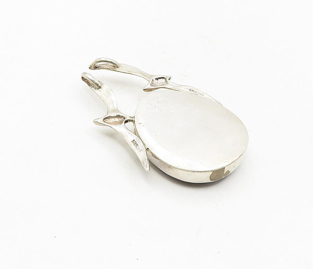 DESIGNER 925 Sterling Silver  Vintage Agate Flying Birds Shiny Pendant  PT6665