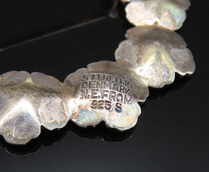 FROM DENMARK 925 Sterling Silver Vintage Fancy Flower Wreath Brooch Pin BP9805