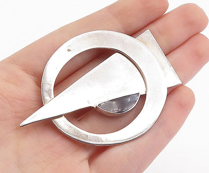 MEXICO 925 Sterling Silver  Vintage Black Onyx Modernist Brooch Pin  BP2620