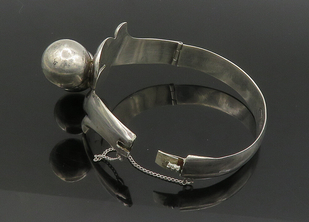 MORENA MEXICO 925 Silver  Vintage Shiny Modernist Bangle Bracelet  BT8948