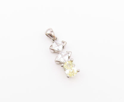 925 Sterling Silver  Vintage Sparkling Cubic Zirconia Vertical Pendant PT18481