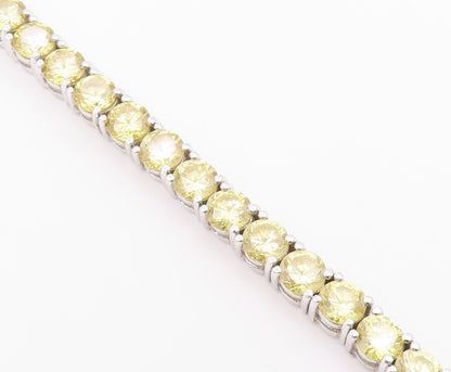 925 Sterling Silver  Vintage Yellow Cubic Zirconia Tennis Bracelet  BT8991