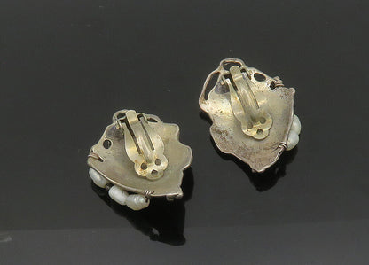 925 Silver  Vintage Baroque Pearls Modernist Non Pierce Earrings  EG10390