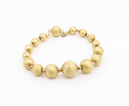 925 Sterling Silver  Gold Plated Graduated Ball Beaded Chain Bracelet  BT6519
