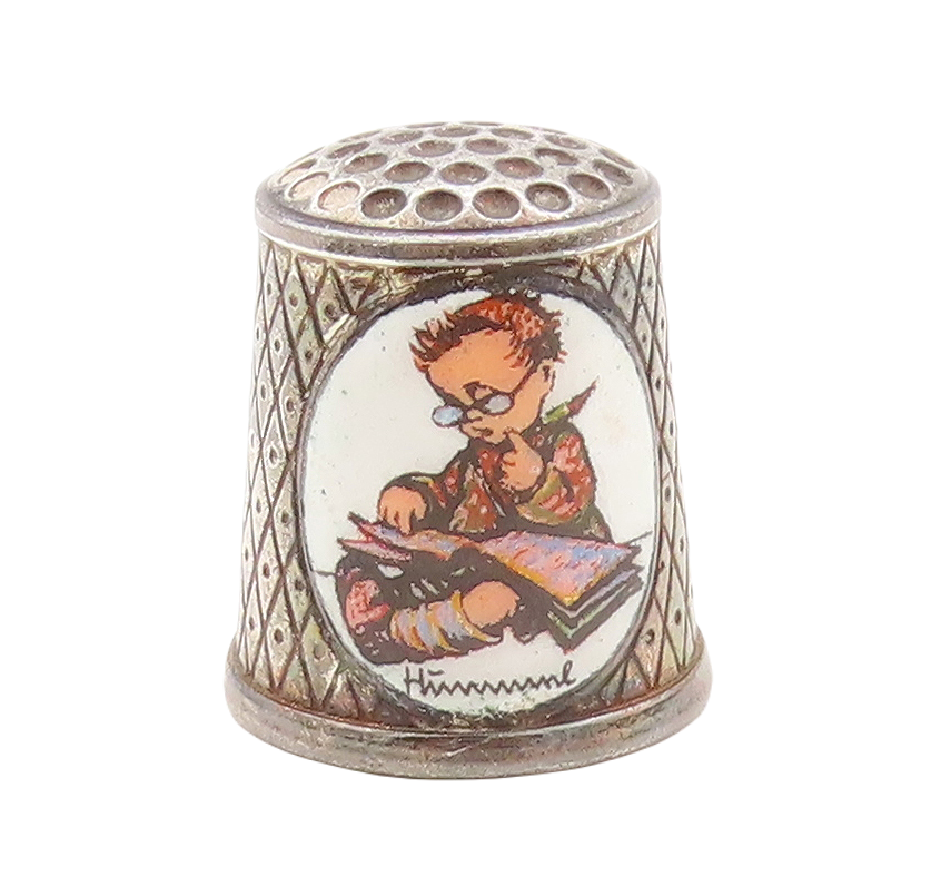 925 Sterling Silver Vintage Thumb Cover Thimble GERMANY  Little Child TR3825