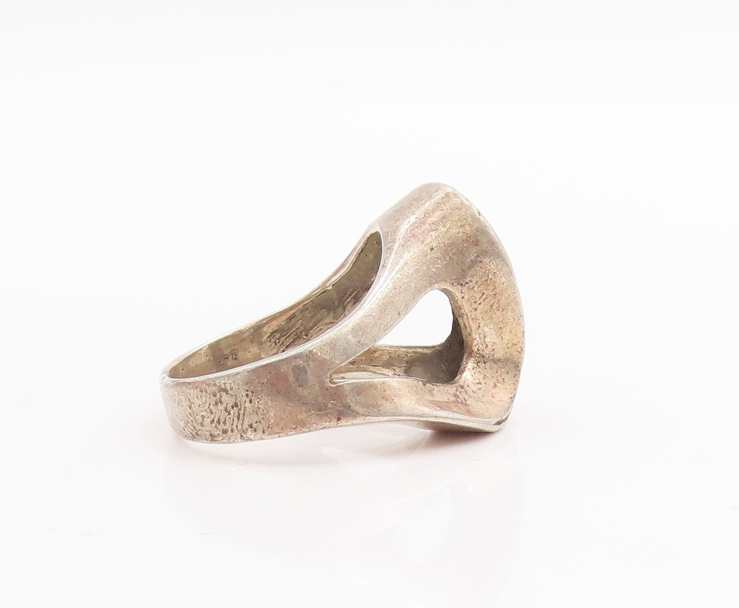 925 Sterling Silver Vintage Ring Cutout Shank Swirled Design  Sz 7  RG29003