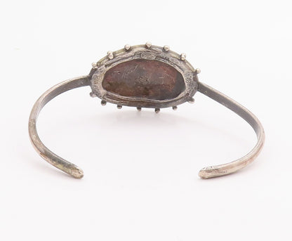 925 Sterling Silver Vintage Bracelet Antique Floral Carved Horseshoe  BT10464
