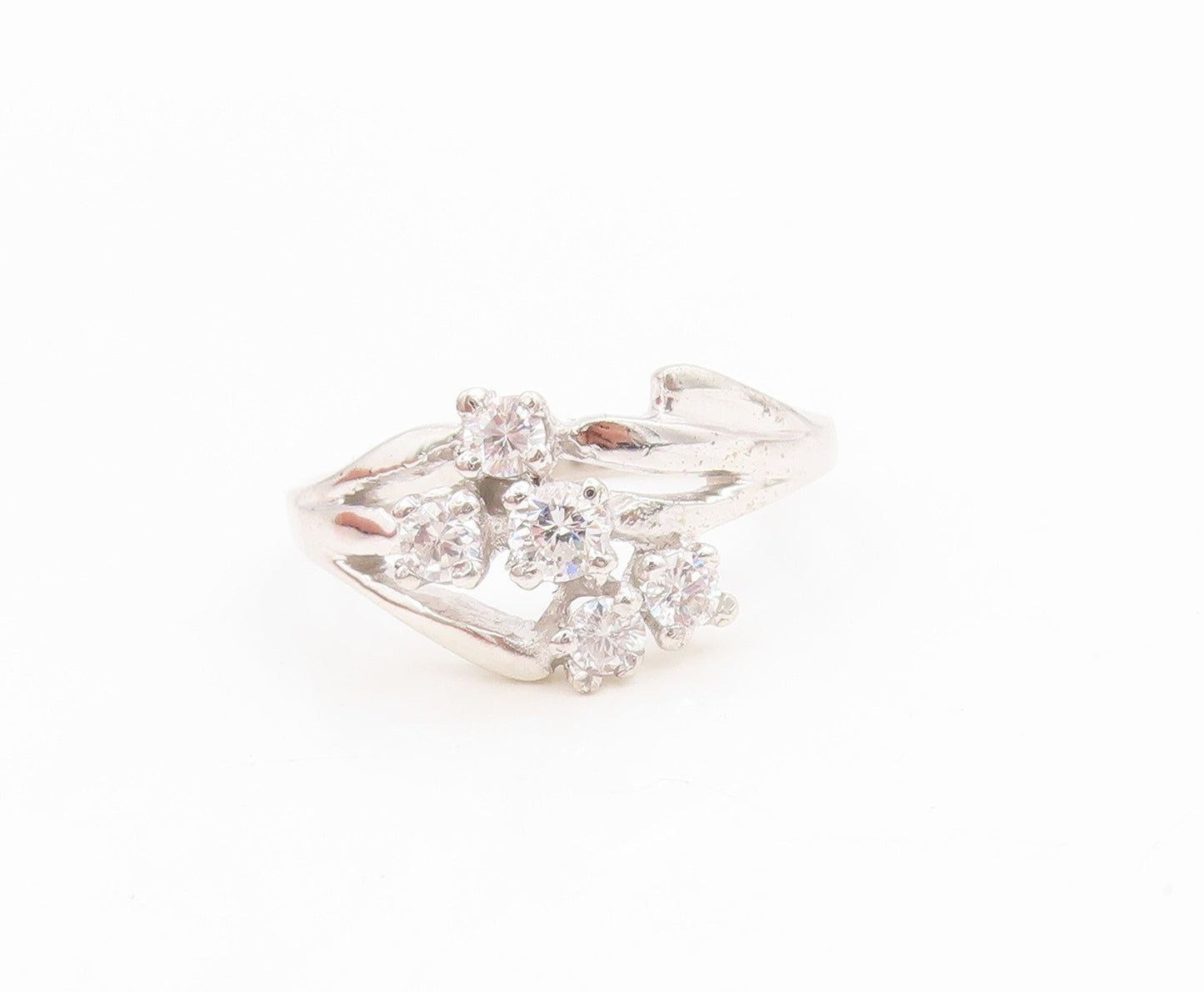 925 Sterling Silver Vintage Ring Sparkling CZ Statement Band  Sz 7  RG36179