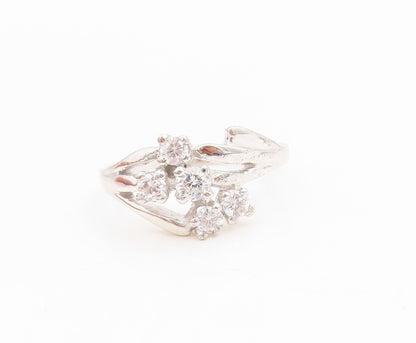 925 Sterling Silver Vintage Ring Sparkling CZ Statement Band  Sz 7  RG36179