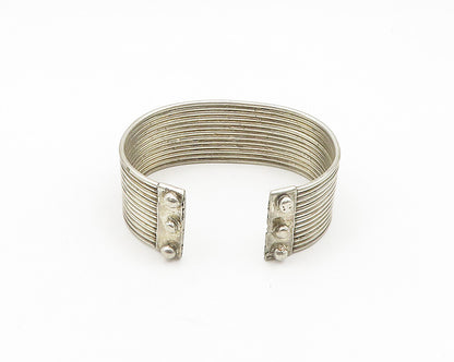 925 Sterling Silver  Vintage Antique Minimalist Ribbed Cuff Bracelet  BT7472