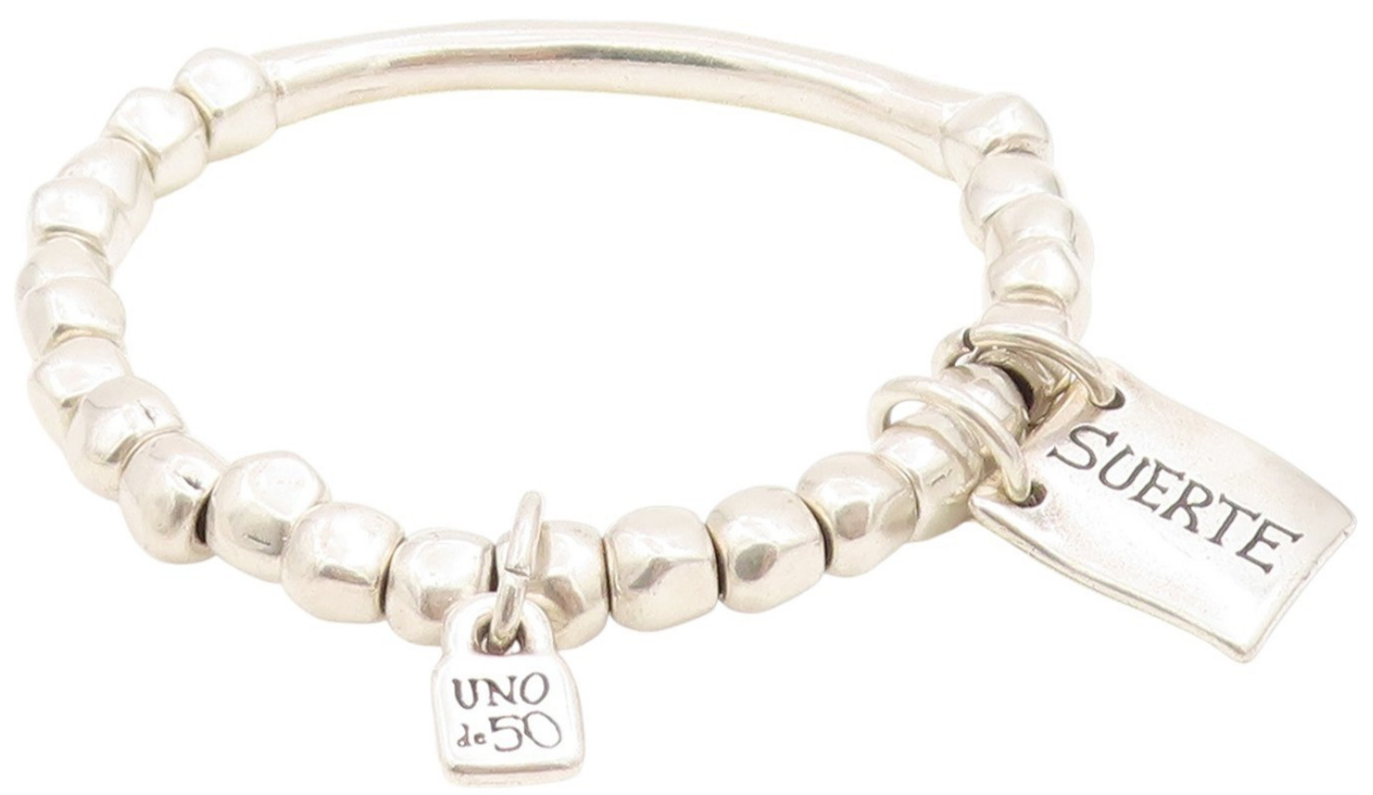 925 Sterling Silver Vintage Bracelet UNO DE 50 Suerte Lucky Bead Design  BT11490