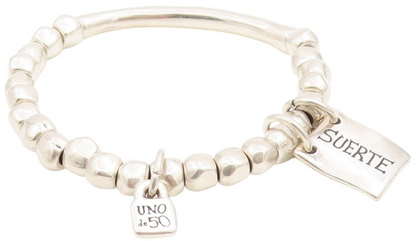 925 Sterling Silver Vintage Bracelet UNO DE 50 Suerte Lucky Bead Design  BT11490