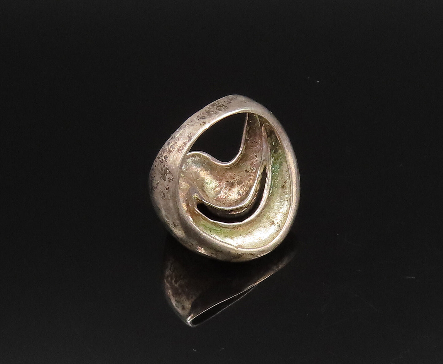 925 Silver  Vintage Modernist Openwork Pointed Swirl Ring Sz 6.5  RG25732
