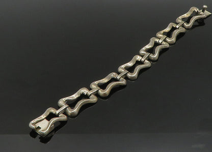 MEXICO 925 Sterling Silver  Vintage Shiny Hinge Link Chain Bracelet  BT8949