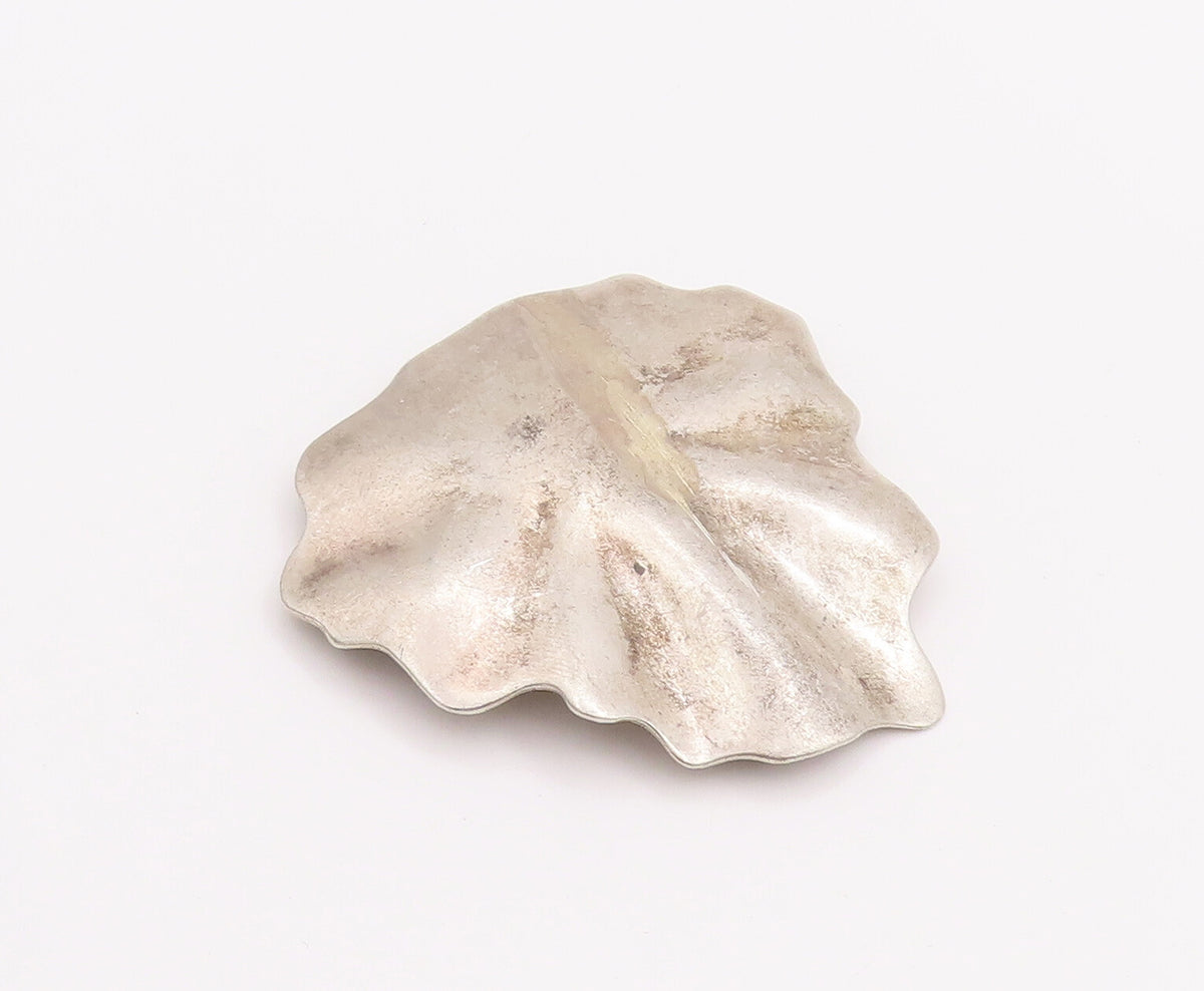 925 Sterling Silver Vintage Pendant Brutalist Solid Cutout Canadian Leaf PT23285
