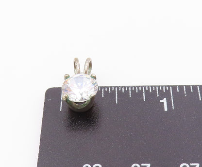 925 Sterling Silver  Vintage Shiny Prong Set Cubic Zirconia Pendant  PT17459