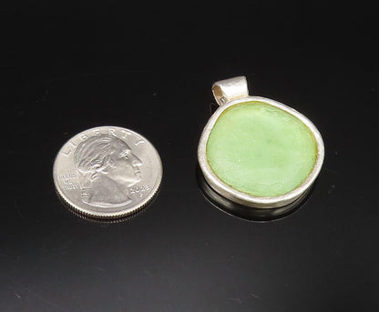 REVITAL ISRAEL 925 Silver  Vintage Green Roman Glass Drop Pendant  PT21827