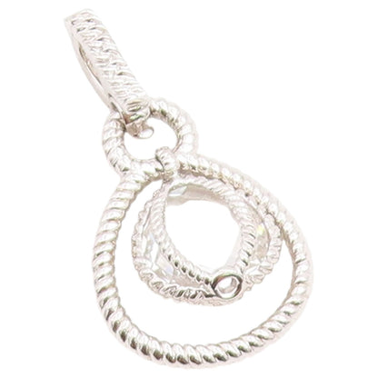 925 Sterling Silver Vintage Pendant Faceted Quartz Twisted Rope Drop  PT26527