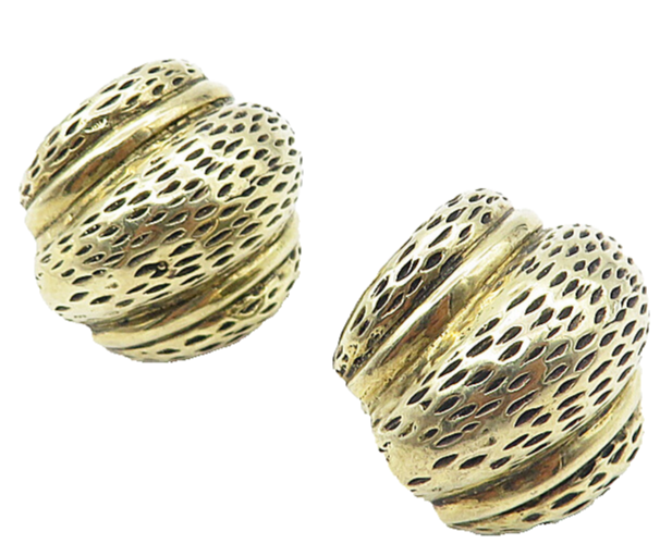 925 Sterling Silver  Vintage Shiny Etched Detail Non Pierce Earrings  EG3942