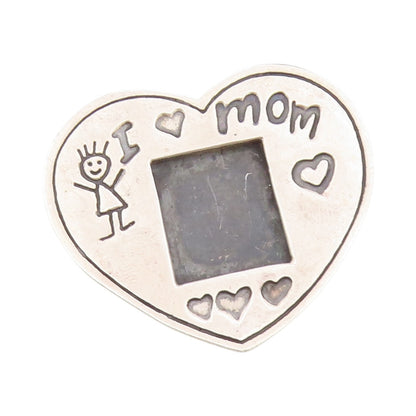 925 Sterling Silver Vintage Brooch I Love Mom Etched Heart  BP11742
