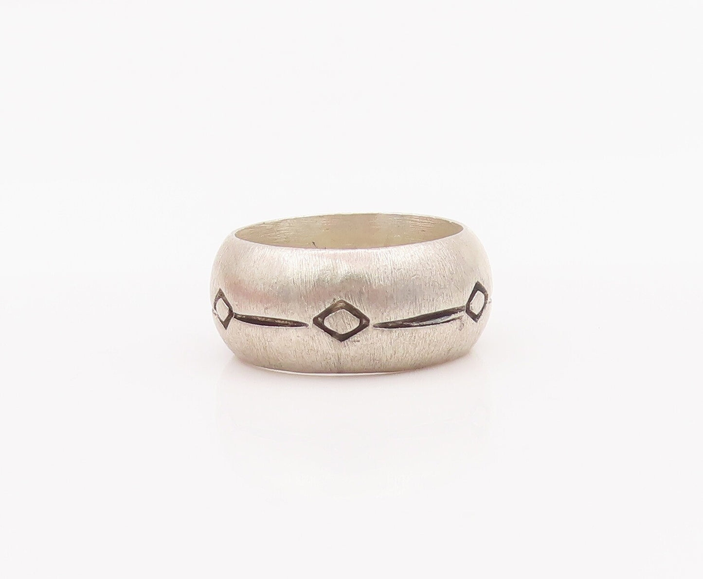 925 Sterling Silver Vintage Ring VERSANI Solid Etched Square & Line Sz 6 RG28143