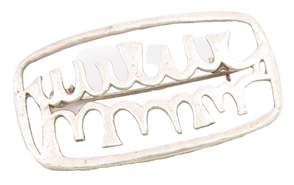 925 Sterling Silver  Vintage Shiny Open Design Smooth Brooch Pin  BP8852