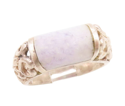925 Sterling Silver Vintage Ring Swirly Cut Band Marble Bar Inlay  Sz 6  RG31819