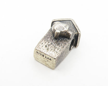 925 Sterling Silver  Vintage Petite Dark Tone Bird House Slide Pendant  PT8696
