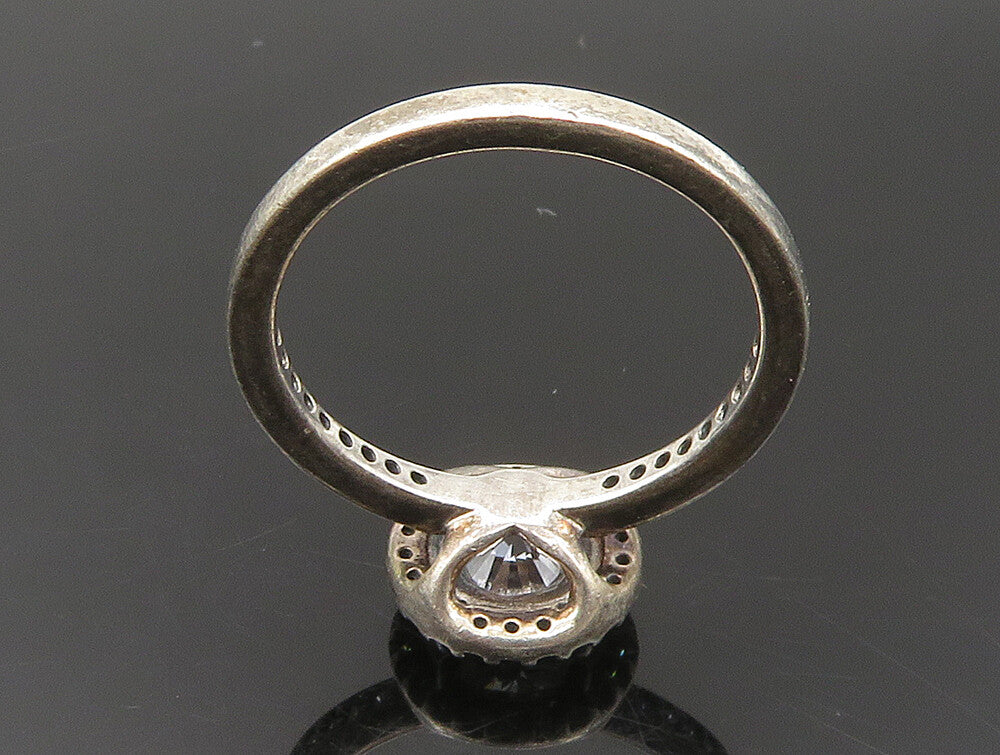 PANDORA 925 Silver  Vintage Cubic Zirconia Solitaire Ring Sz 5.5  RG24090