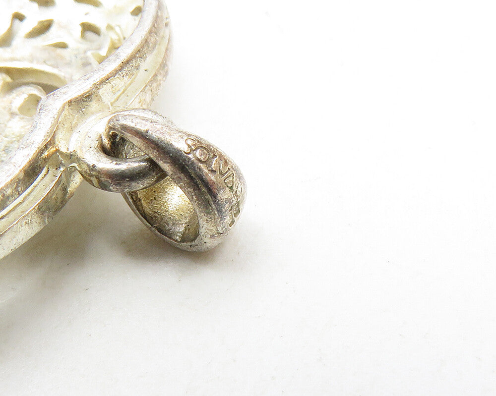 SOLVAR 925 Sterling Silver  Vintage Topaz Celtic Love Heart Pendant  PT7539