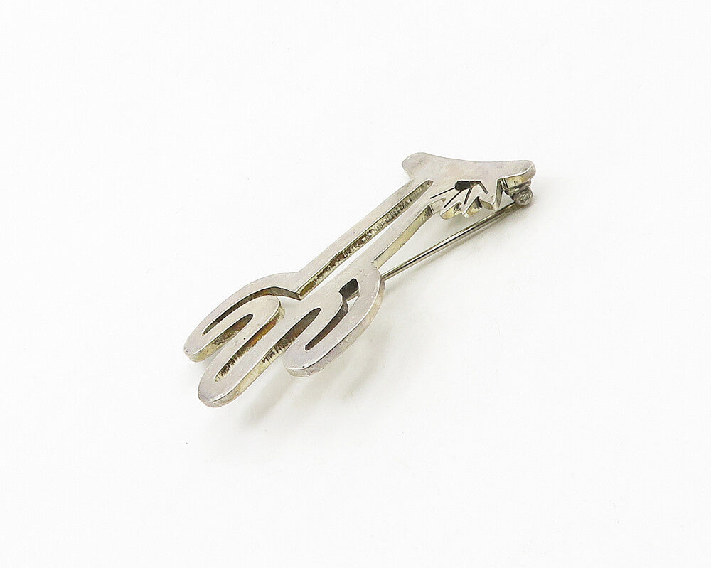 MEXICO 925 Sterling Silver  Vintage Shiny Cactus Outline Brooch Pin  BP7109