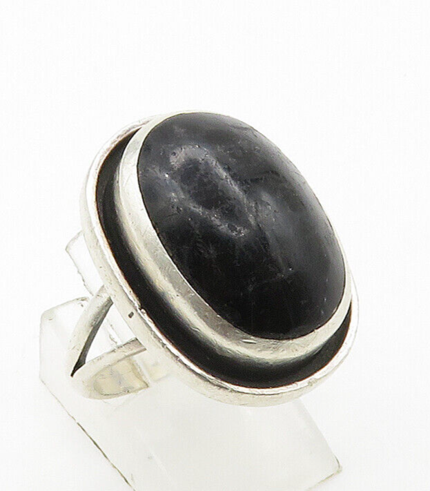 MEXICO 925 Sterling Silver  Vintage Black Onyx Cocktail Ring Sz 8  RG16099