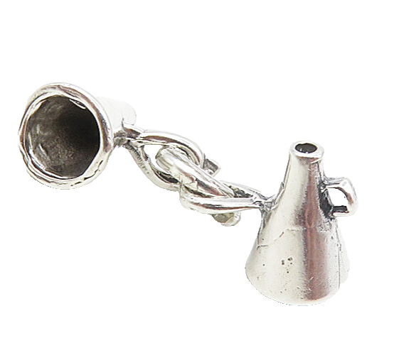 925 Sterling Silver  Vintage Petite Double Megaphone Charms Pendant  PT6712