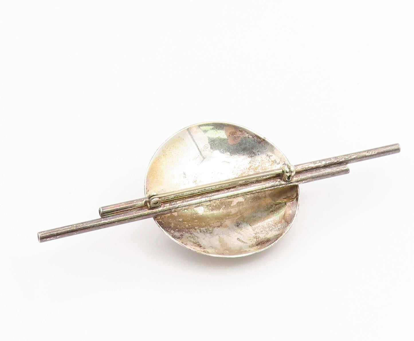 925 Sterling Silver Vintage Brooch Cabochon Carnelian Geometric Pin  BP12448