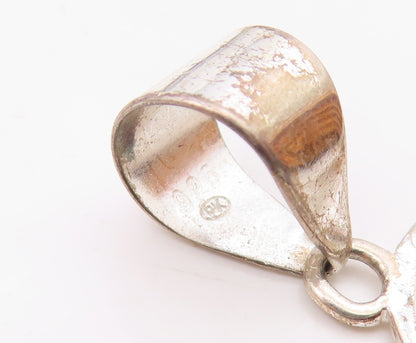 925 Sterling Silver  Vintage Shiny Open Flower Motif Drop Pendant  PT6386