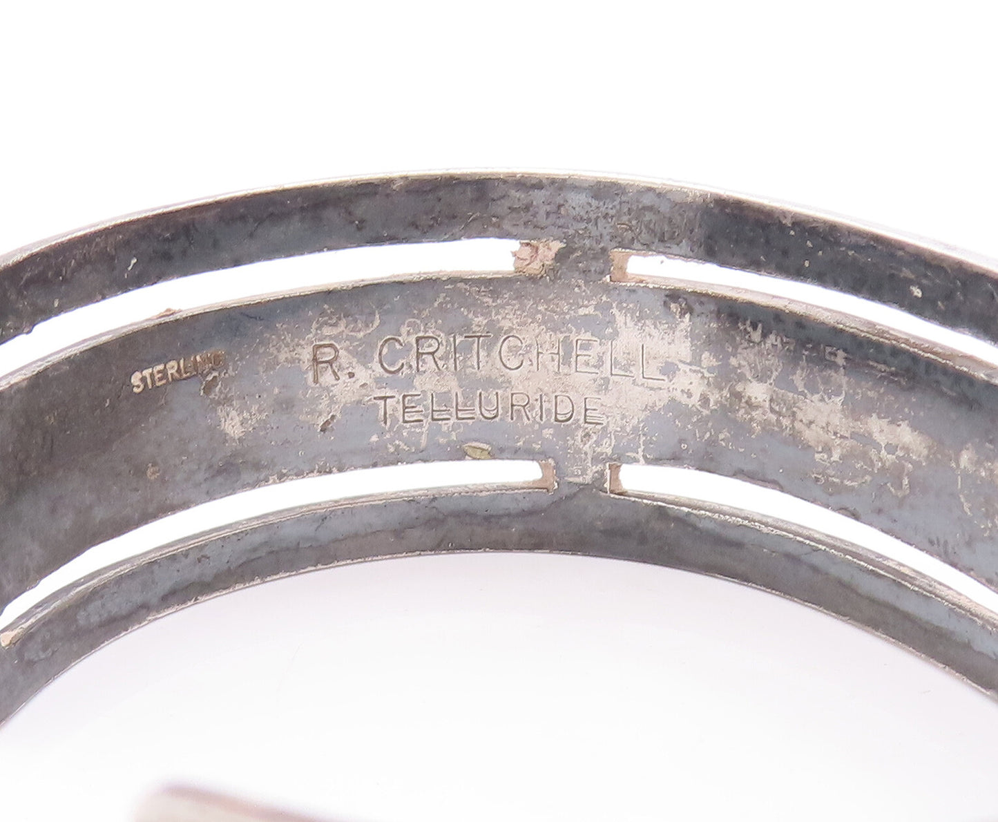 925 Sterling Silver Vintage Bracelet CRITCHELL NAVAJO Crushed Turquoise  BT10521
