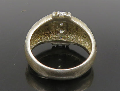 925 Sterling Silver  Vintage Cubic Zirconia Fluted Band Ring Sz 9.5  RG23841