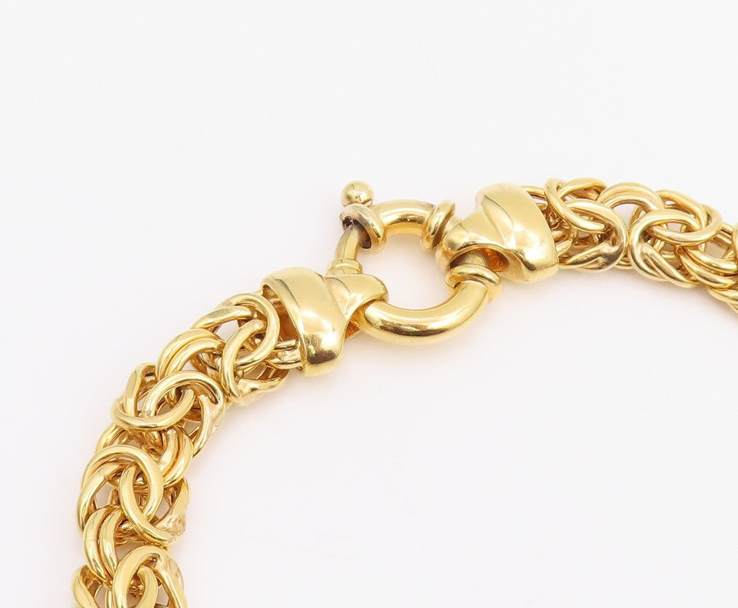 925 Sterling Silver Vintage Necklace Gold Plated Intricate Byzantine Link NE4766