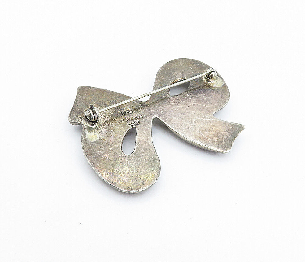 MEXICO 925 Sterling Silver  Vintage Dark Tone Ribbon Bow Brooch Pin  BP1320