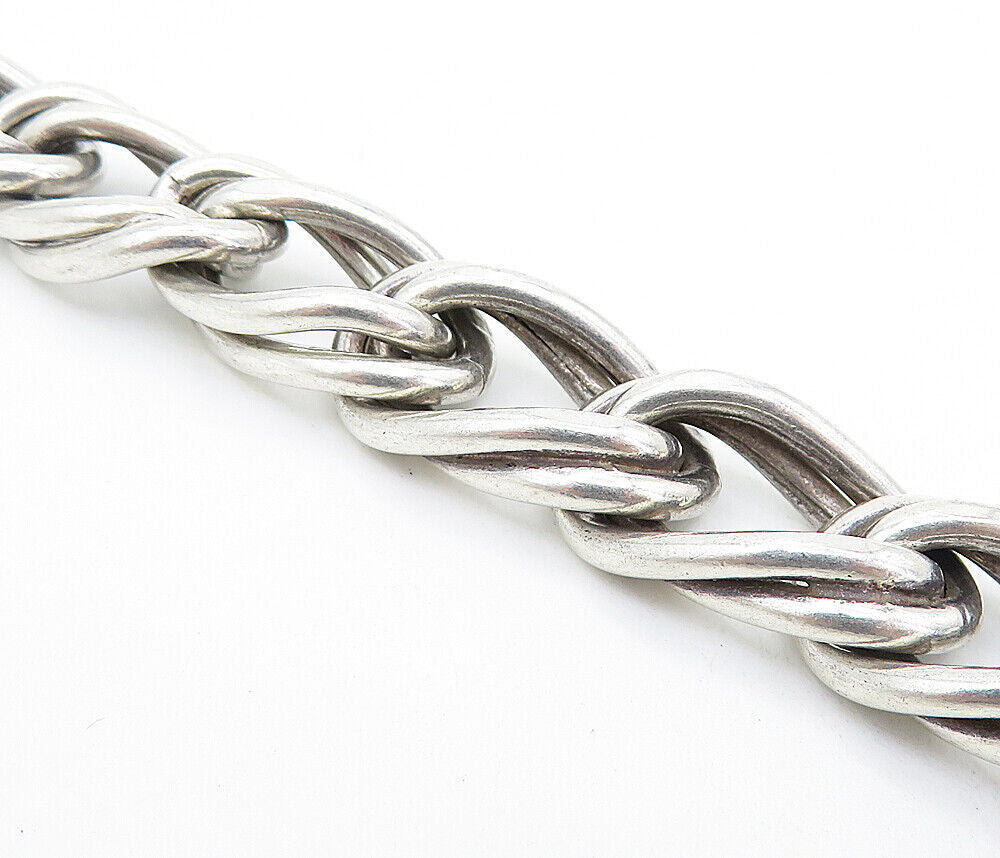 925 Sterling Silver  Vintage Shiny Double Twist Link Chain Bracelet  BT2286