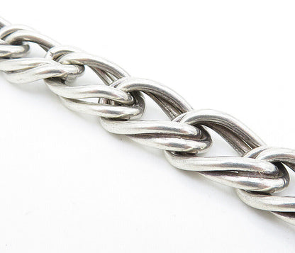 925 Sterling Silver  Vintage Shiny Double Twist Link Chain Bracelet  BT2286