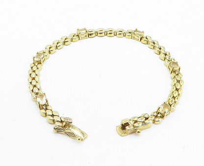925 Sterling Silver Topaz Gold Plated Brick Layer Link Chain Bracelet BT2711