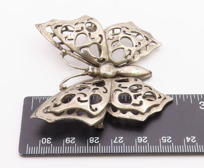 925 Sterling Silver  Vintage Antique Heavy Butterfly Motif Brooch Pin  BP8660