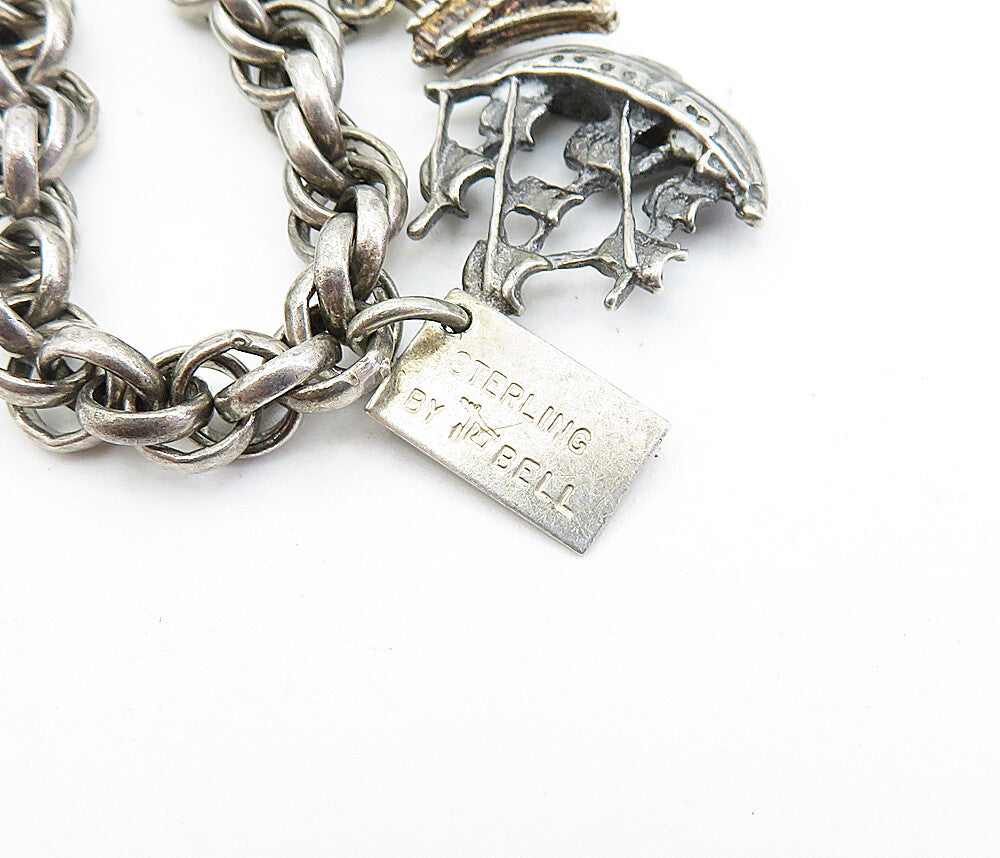 POST BELL TRADING 925 Silver  Vintage Charmed Twist Link Chain Bracelet BT1839